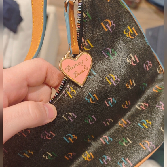 Dooney & Bourke Black Hobo Bag with Multicolor Monogram Logo - Picture 2 of 6